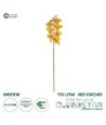 GloboStar® Artificial Garden YELLOW RED ORCHID BRANCH 21410 Τεχνητό Διακοσμητικό Κλαδί Κίτρινη Ορχιδέα Y70cm